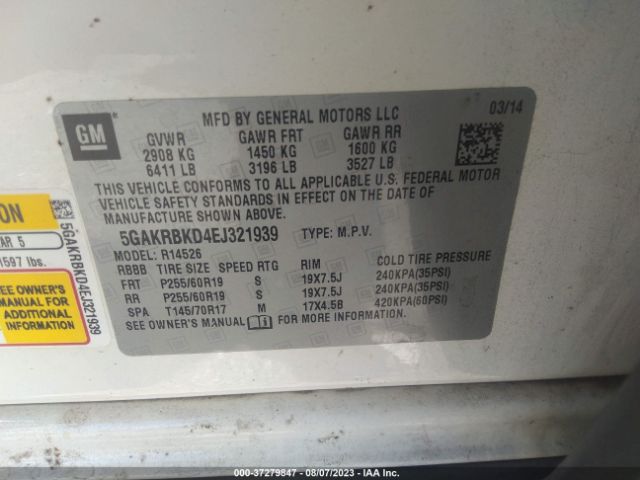 5GAKRBKD4EJ321939 Buick Enclave Leather