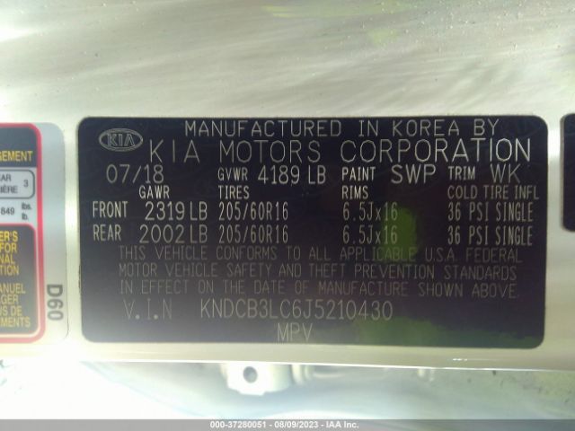 KNDCB3LC6J5210430 KIA NIRO LX