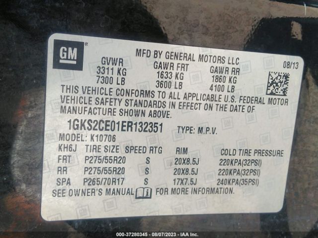 1GKS2CE01ER132351 GMC YUKON SLT