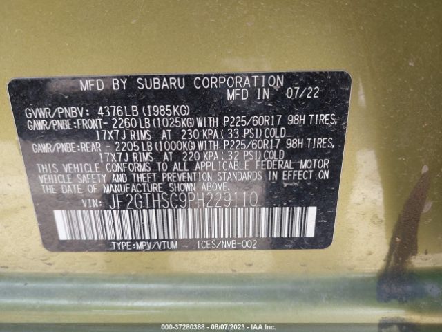 JF2GTHSC9PH229110 Subaru Crosstrek Sport