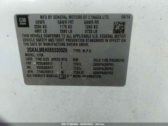 2GKALMEK6E6330029 GMC Terrain Sle