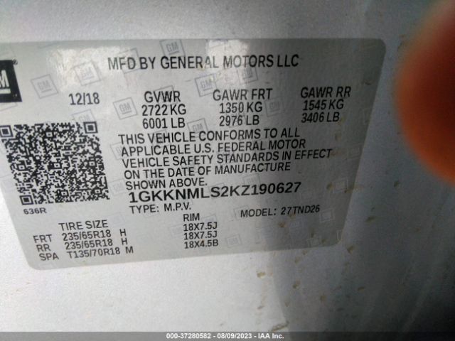 1GKKNMLS2KZ190627 GMC ACADIA SLT