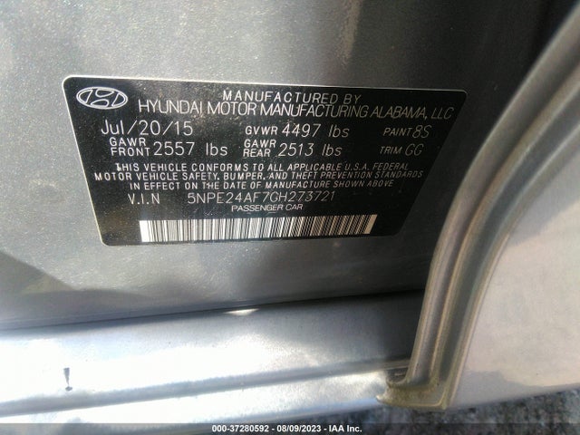 2016 HYUNDAI SONATA 2.4L SE VIN: 5NPE24AF7GH273721
