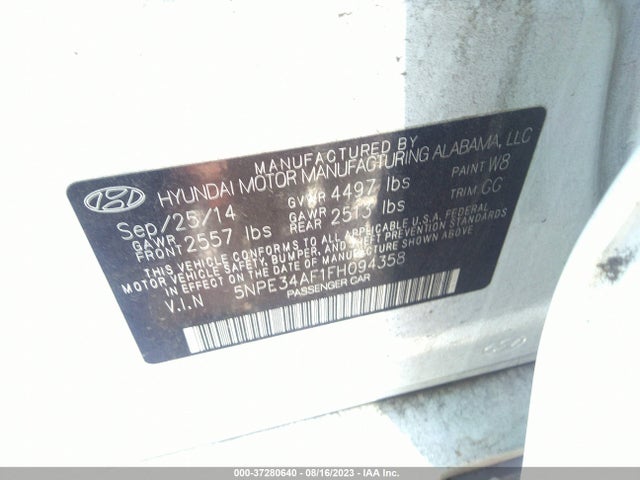 Hyundai Sonata 2.4l Limited 2015 5NPE34AF1FH094358 Image 10