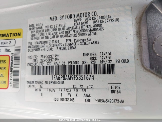 Ford Mustang V6 2015 1FA6P8AM9F5351674 Image 9