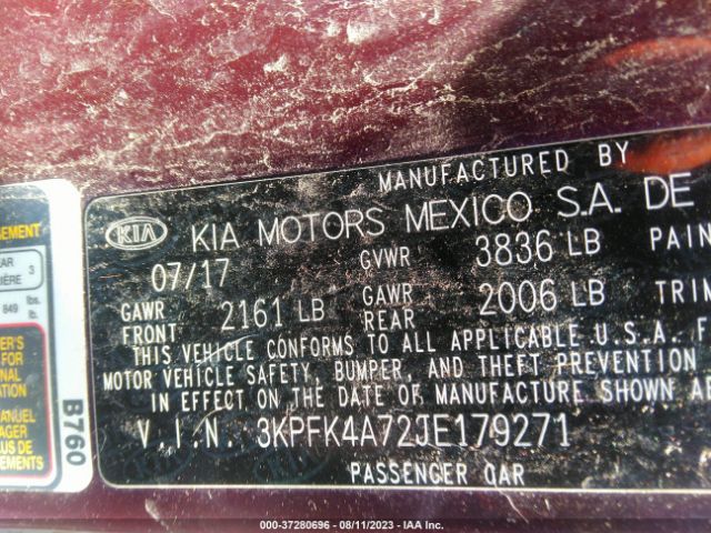 3KPFK4A72JE179271 KIA FORTE LX