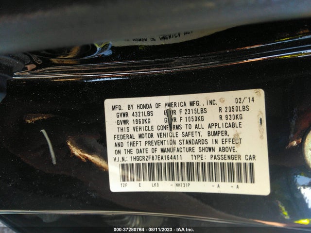 Honda Accord Sedan Ex-l 2014 1HGCR2F87EA164411 Image 9