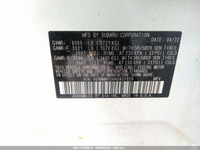 4S4WMAPD6N3437029 Subaru Ascent Limited