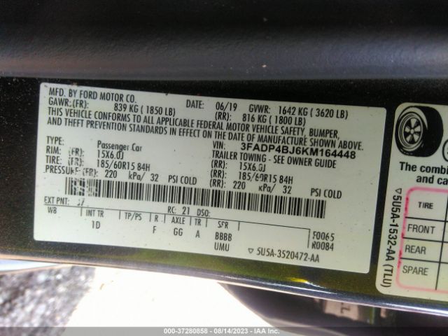 3FADP4BJ6KM164448 Ford FIESTA SE
