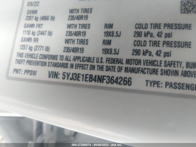 5YJ3E1EB4NF364266 Tesla Model 3 Long Range