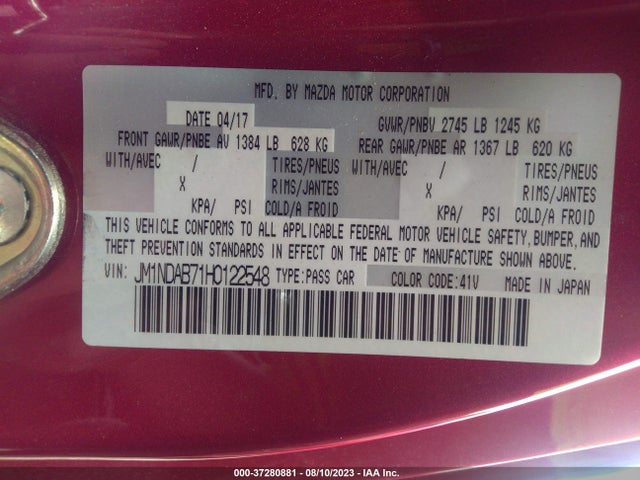 2017 Mazda MX-5 Miata, VIN: JM1NDAB71H0122548