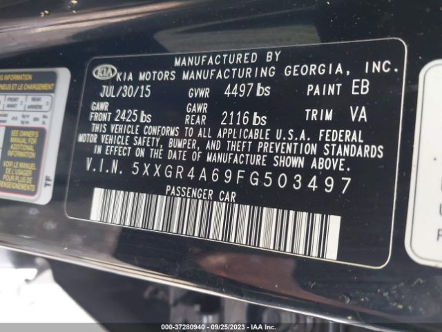 5XXGR4A69FG503497 KIA Optima Sxl Turbo