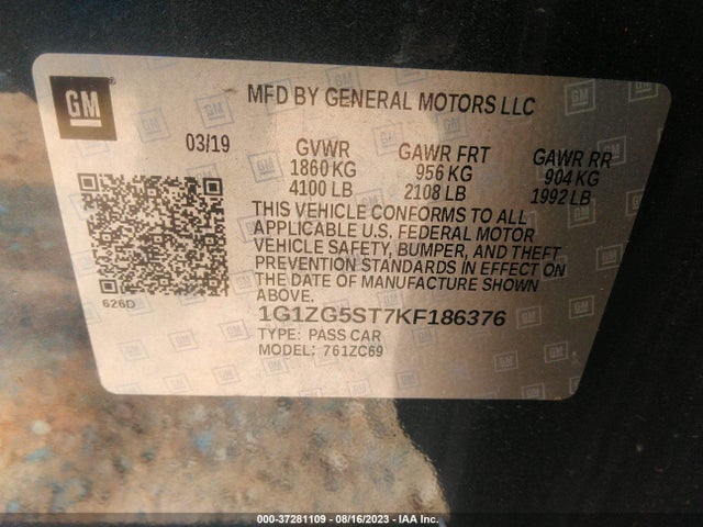 Chevrolet MALIBU RS 2019 1G1ZG5ST7KF186376 Image 9