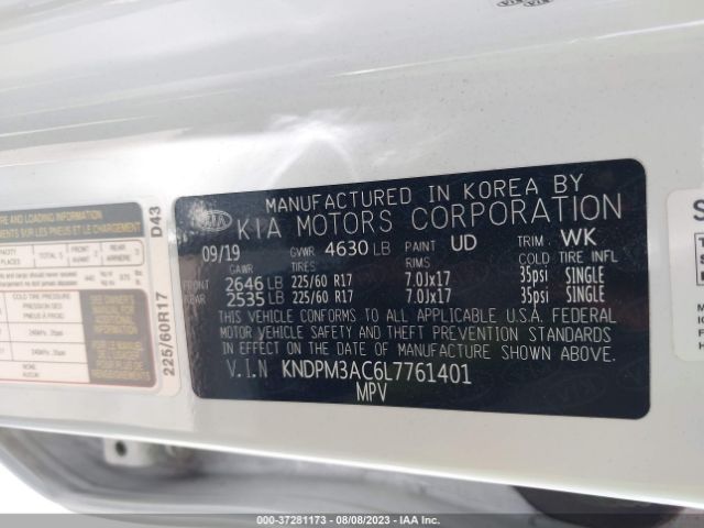 KNDPM3AC6L7761401 KIA Sportage Lx