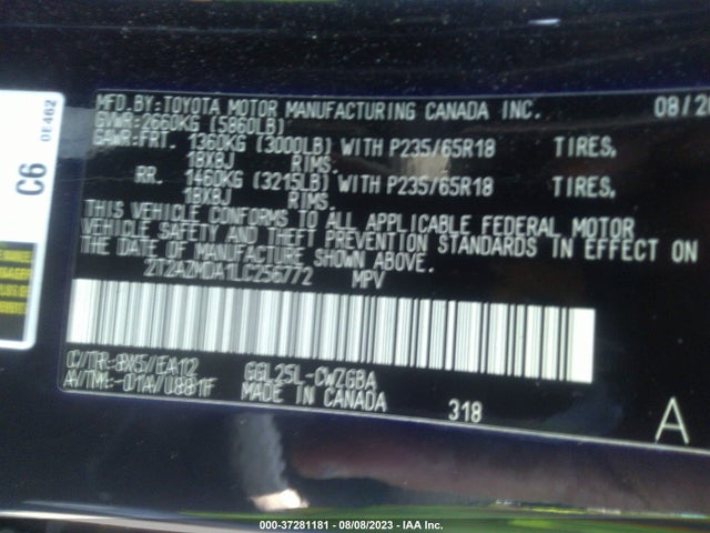 2020 Lexus RX, VIN: 2T2AZMDA1LC256772