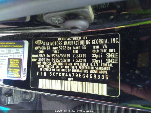 5XYKW4A79EG468336 KIA Sorento Sx Limited