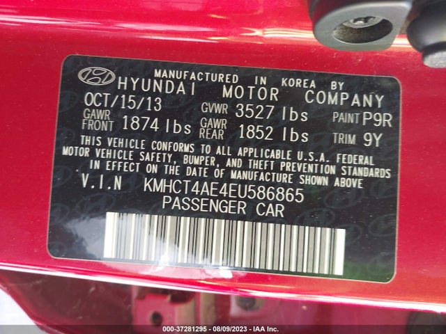 2014 HYUNDAI ACCENT GLS VIN: KMHCT4AE4EU586865