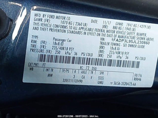 1FADP3L95JL230860 Ford FOCUS ST