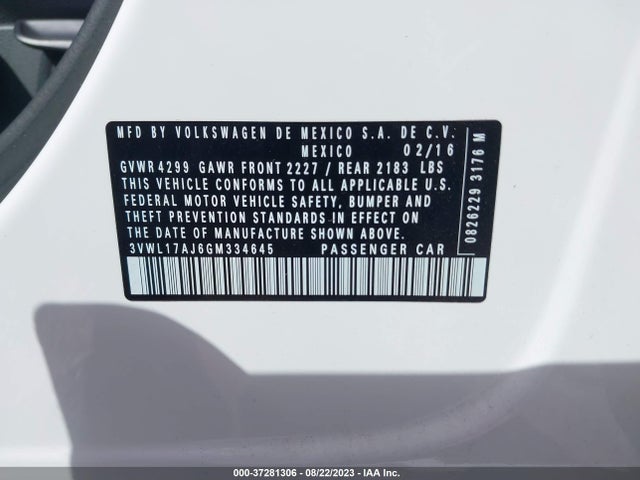 3VWL17AJ6GM334645 Volkswagen Jetta Sedan 1.8t Sel