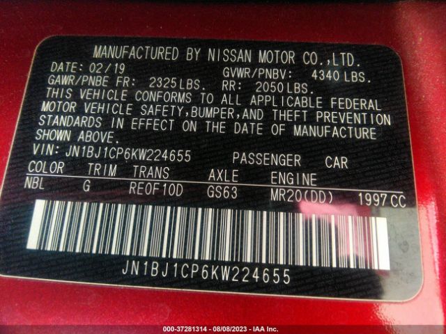 JN1BJ1CP6KW224655 Nissan Rogue Sport S