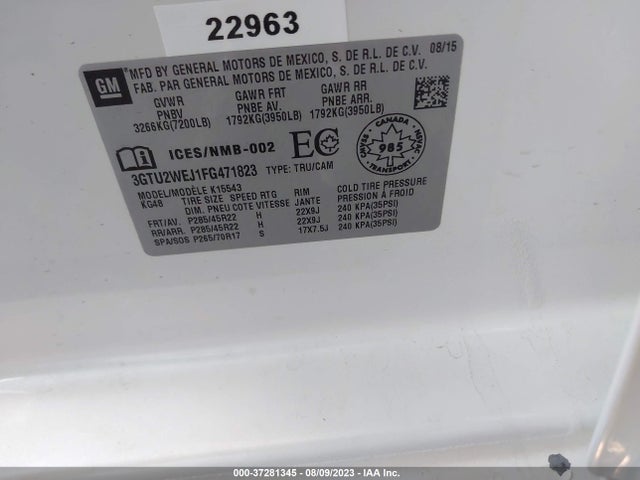 GMC Sierra 1500 Denali 2015 3GTU2WEJ1FG471823 Image 9