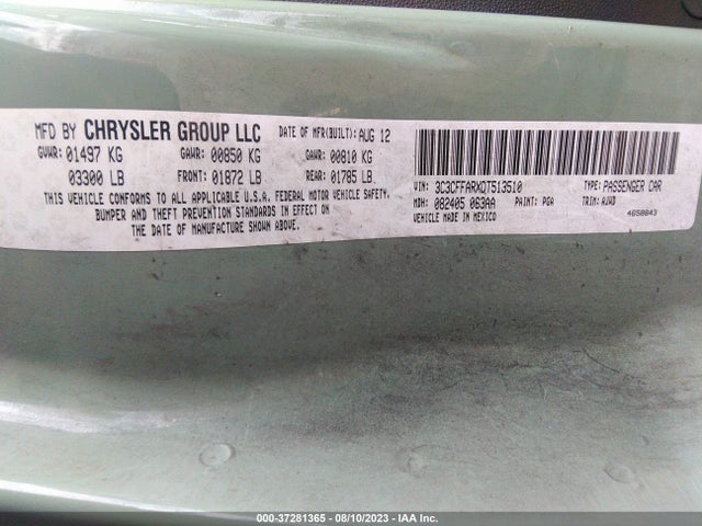 2013 FIAT 500 3C3CFFARXDT513510 Photo 8