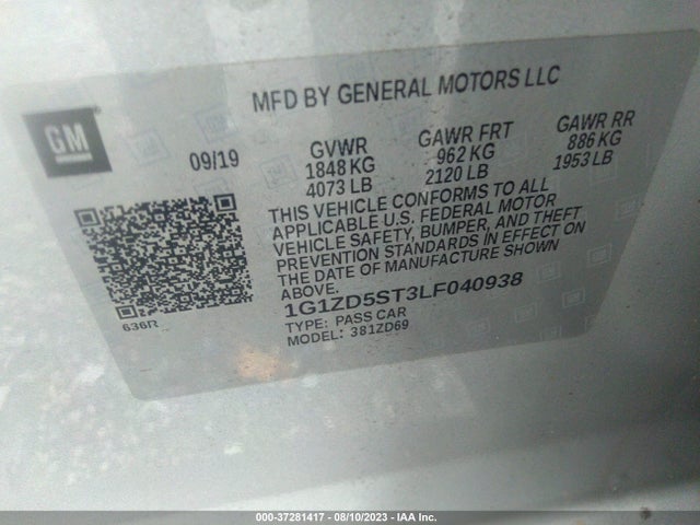 Chevrolet MALIBU LT 2020 1G1ZD5ST3LF040938 Image 9