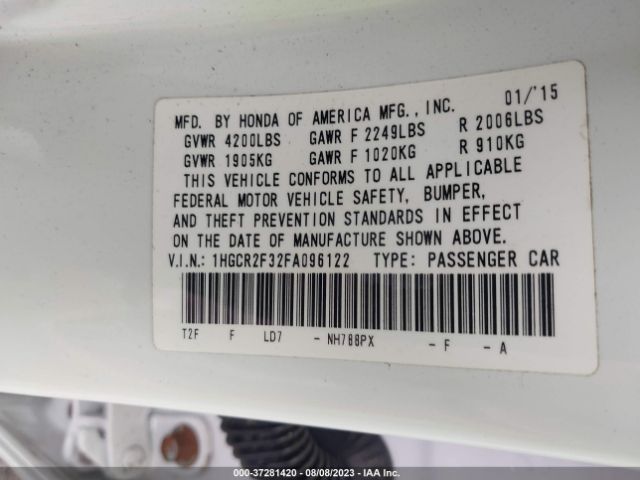 1HGCR2F32FA096122 Honda ACCORD LX