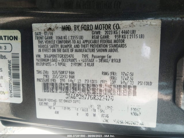 3FA6P0H77GR323470 Ford FUSION SE