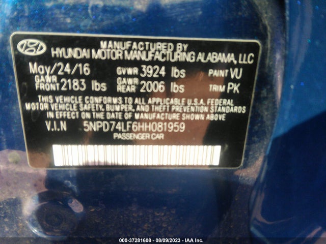 Hyundai ELANTRA SE 2017 5NPD74LF6HH081959 Image 15