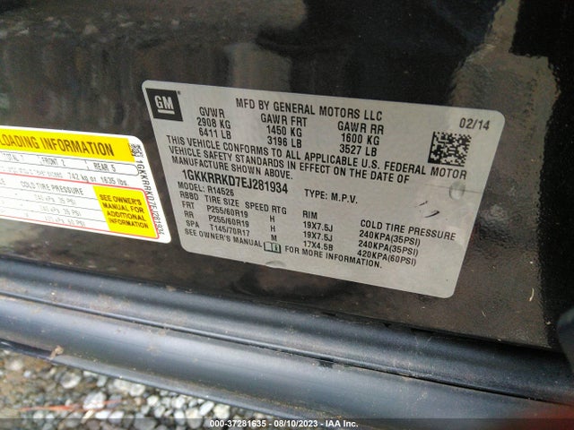 GMC ACADIA SLT 2014 1GKKRRKD7EJ281934 Image 9