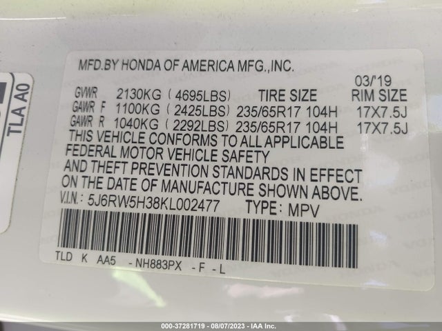 Honda CR-V LX 2019 5J6RW5H38KL002477 Image 15