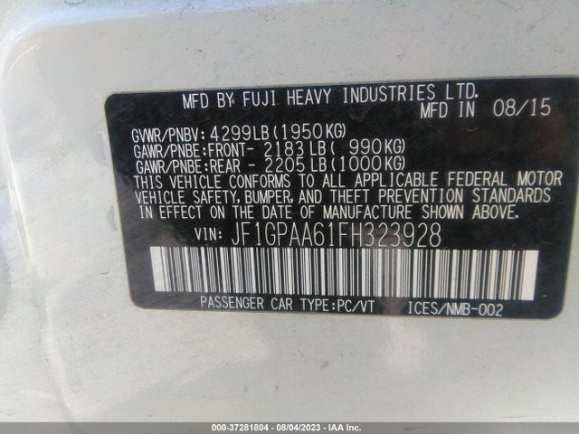JF1GPAA61FH323928 Subaru Impreza Wagon 2.0i
