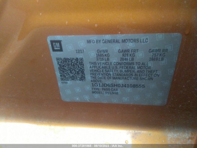 1G1JD6SH0J4108555 Chevrolet Sonic Lt Auto