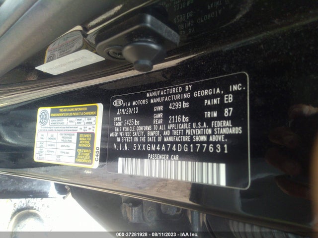 Продажа на аукционе авто 2013 Kia Optima Lx, vin: 5XXGM4A74DG177631, номер лота: 37281928