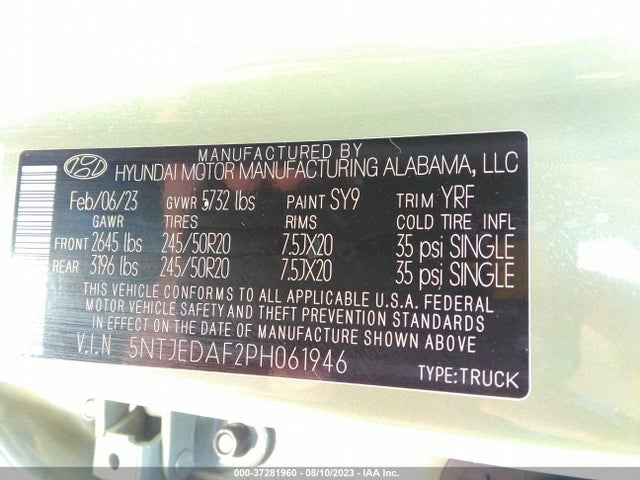 Hyundai Santa Cruz Limited 2023 5NTJEDAF2PH061946 Image 9