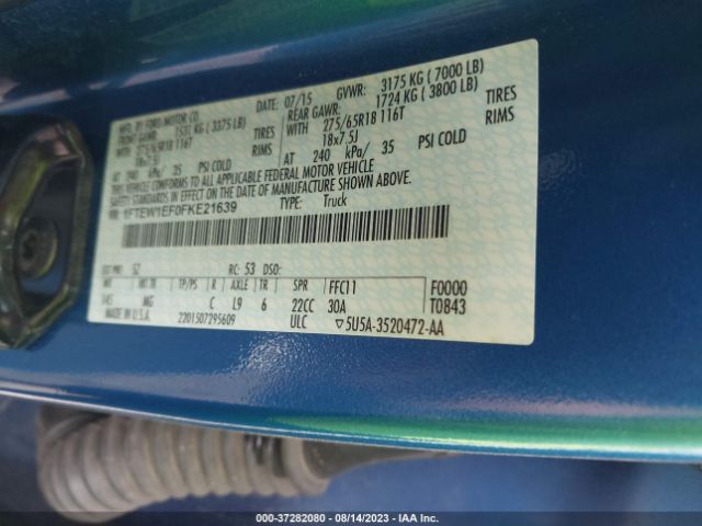 1FTEW1EF0FKE21639 Ford F-150 Xlt/xl/lariat/platinum