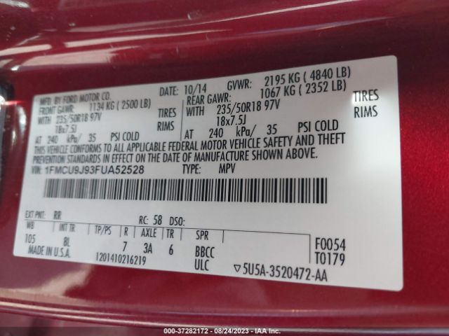 1FMCU9J93FUA52528 Ford Escape Titanium