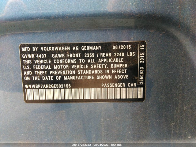 WVWBP7AN2GE502156 Volkswagen Cc R-line