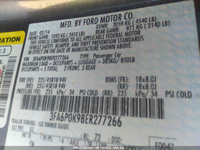 3FA6P0K98ER277266 Ford Fusion Titanium