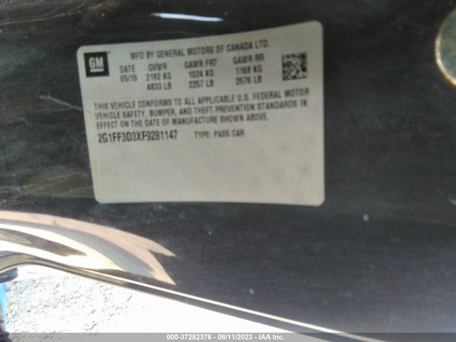 Chevrolet Camaro 2lt 2015 2G1FF3D3XF9281147 Image 9