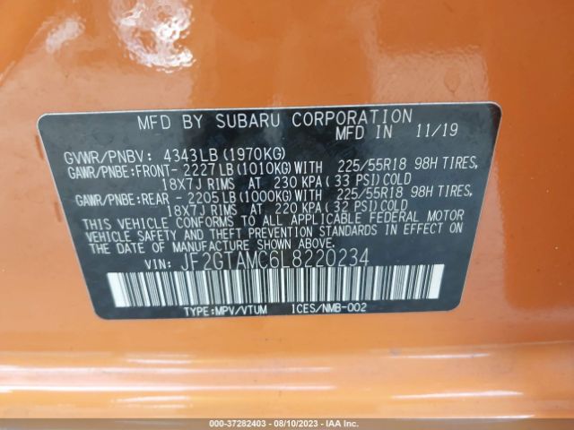 JF2GTAMC6L8220234 Subaru Crosstrek Limited