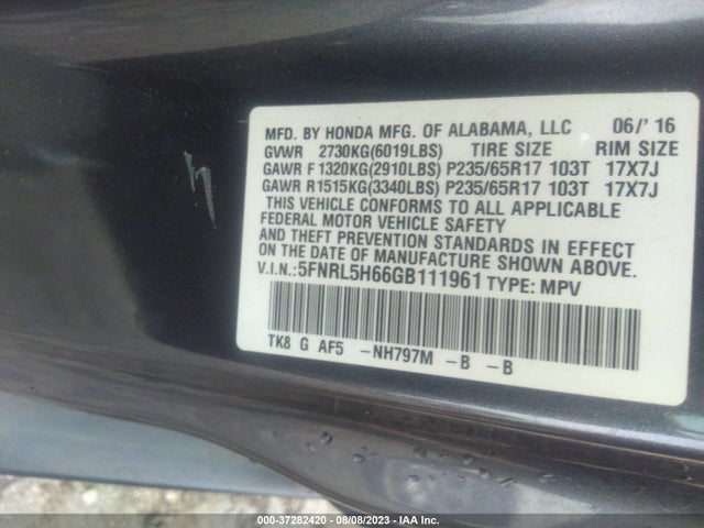 Honda Odyssey Ex-l 2016 5FNRL5H66GB111961 Image 9