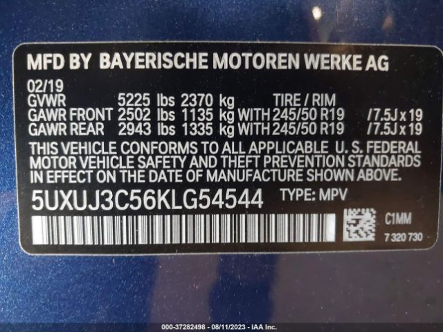 5UXUJ3C56KLG54544 BMW X4 Xdrive30i