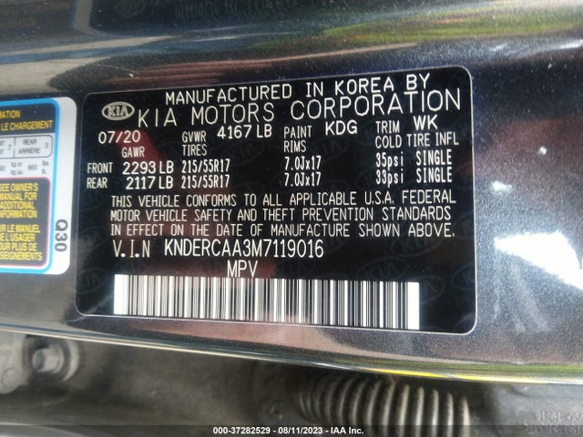 2021 KIA SELTOS EX VIN: KNDERCAA3M7119016