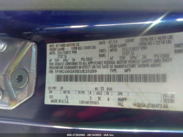 1FMCU0GX5EUE25259 Ford ESCAPE SE