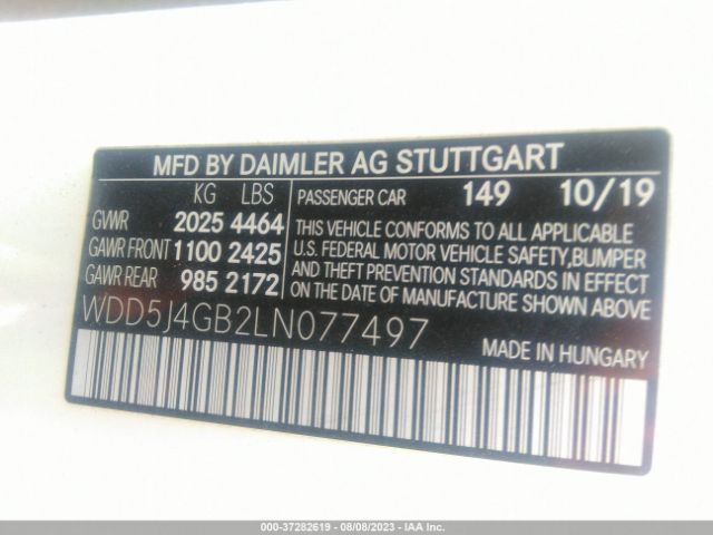 WDD5J4GB2LN077497 Mercedes-Benz Cla Cla 250