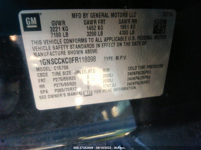 Chevrolet Tahoe Ltz 2015 1GNSCCKC0FR118098 Image 9