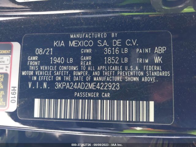 3KPA24AD2ME422923 KIA RIO S
