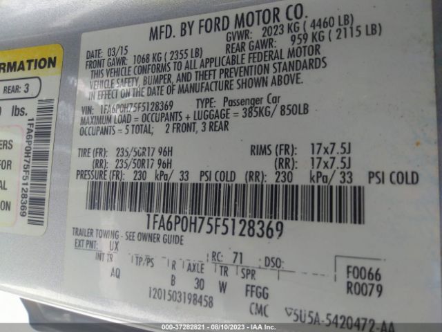 1FA6P0H75F5128369 Ford FUSION SE